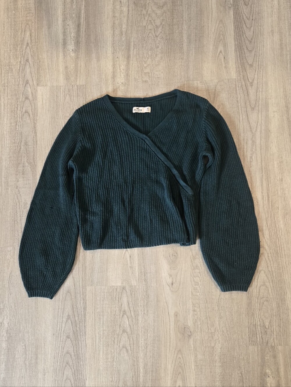 Hollister Green ribbed knit wrap sweater,  size XS